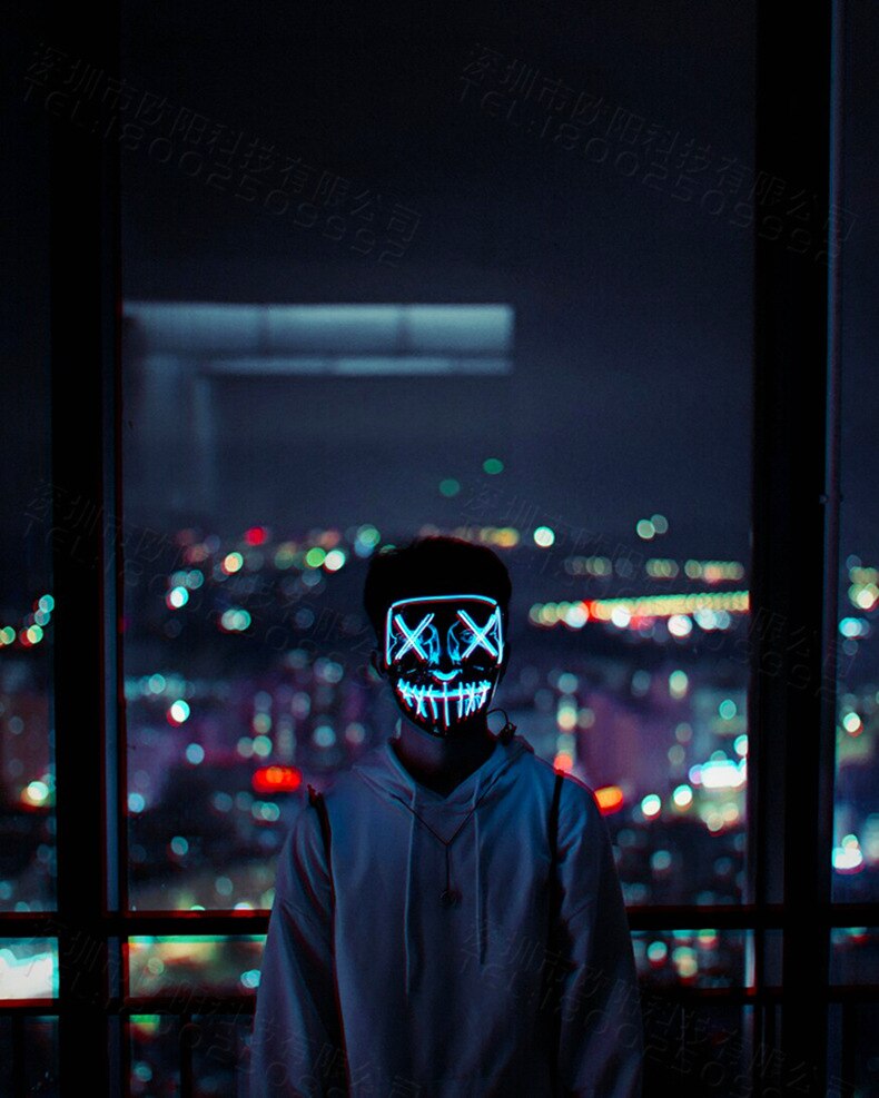 Halloween glowing mask ghost dance with blood flashing horror thriller LED mask electric sound bar party Halloween decoration