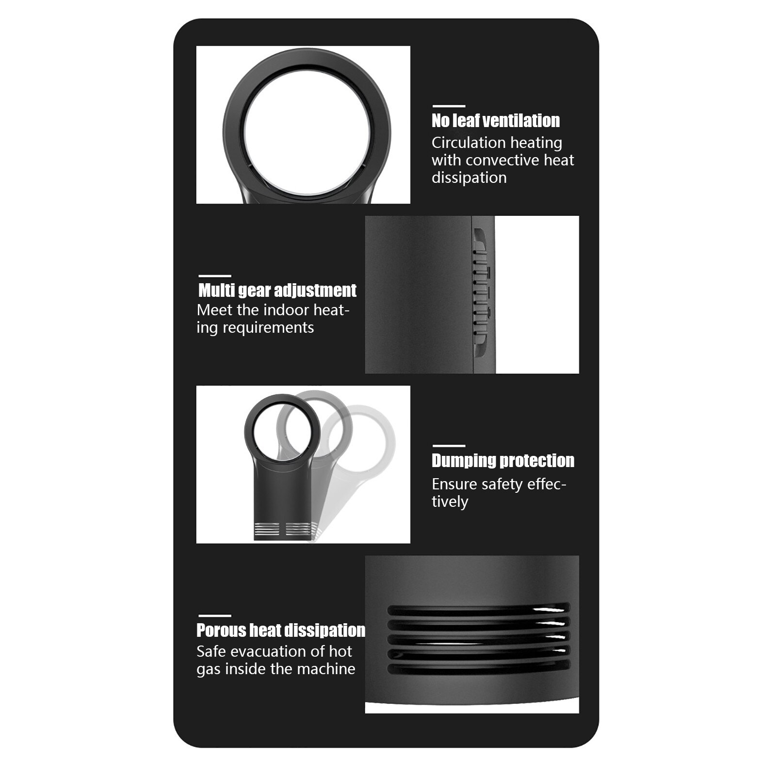 Mini home heater portable electric air heater 2S winter fast heating heater desktop home leafless fan