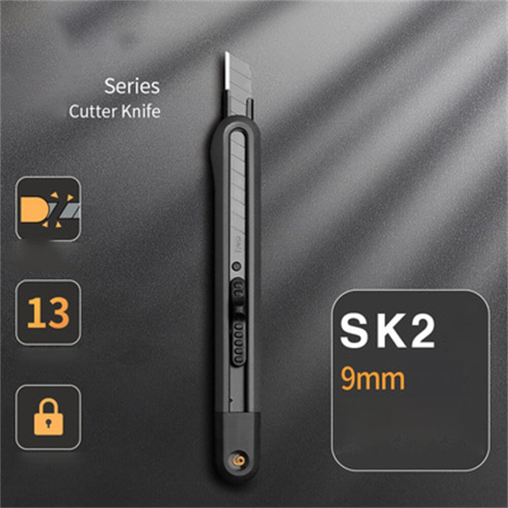 1pc Retractable Utility Knife Snap Off Wide Blade Box Cutter Art Knife,Auto Lock Carbon Steel Sharp Cutting Carton: B