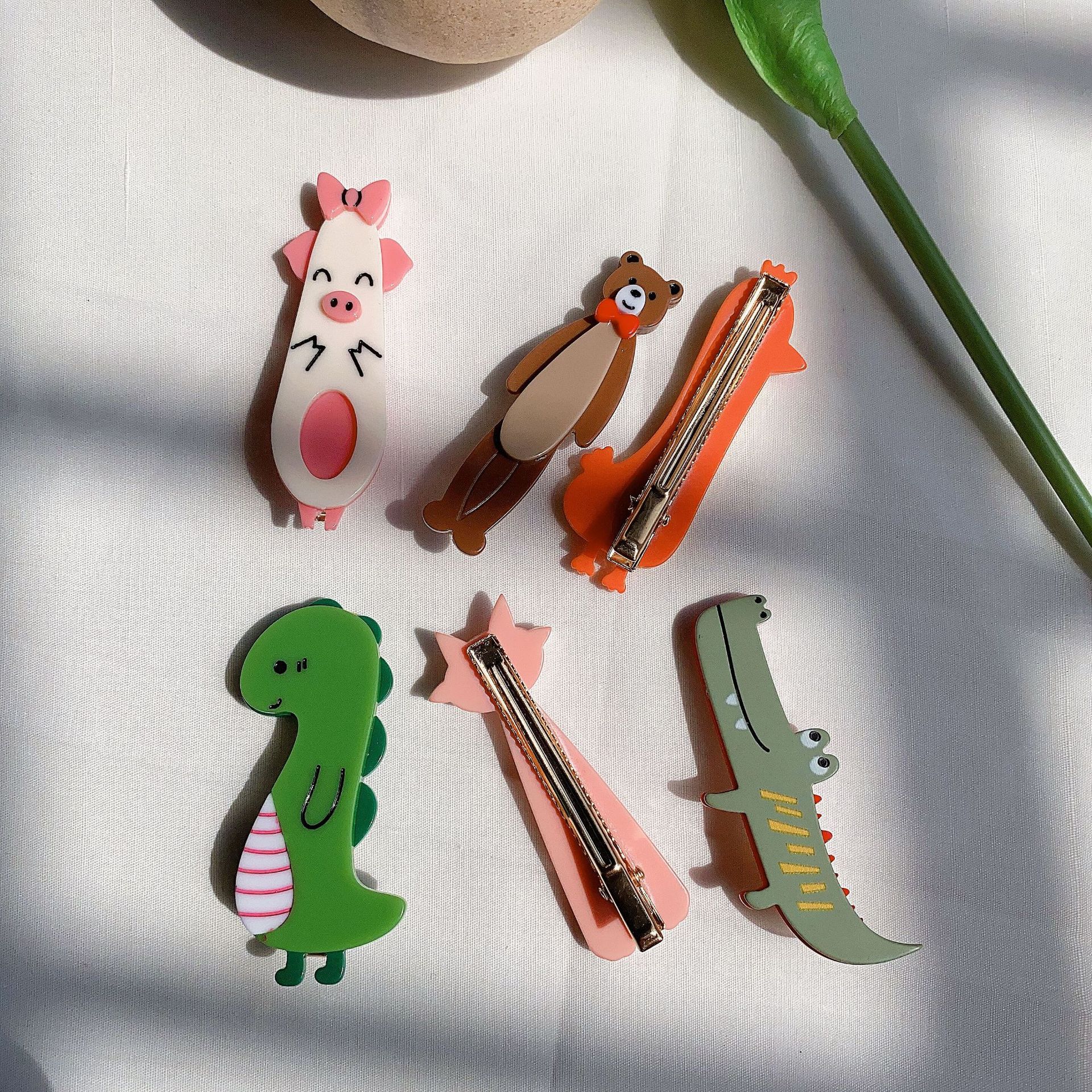 Animal pig duck deer dinosaur fox hair clip cartoon acrylic cute duckbill clip girl hair headdress hair accessories