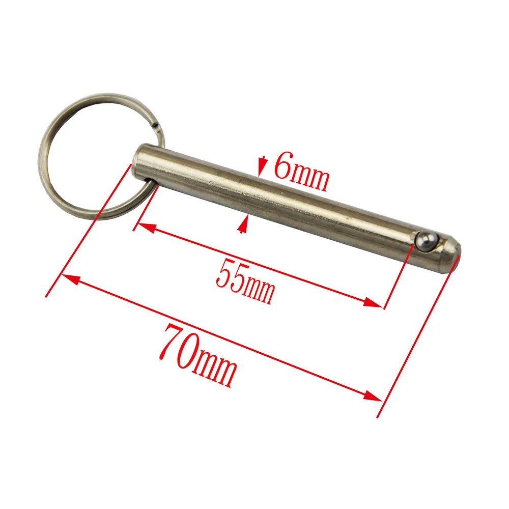 Diameter 1/4 " & 6mm rostfria kulstift, användbar längd 16-90mm med fjädrande kula för biminitop, marin hårdvara