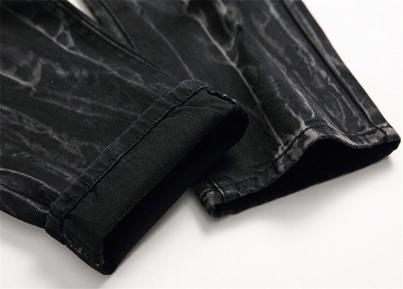 MORUANCLE męskie porwane jeansy spodnie z otworami moda zniszczone spodnie jeansowe prosty krój otarte jeansy Plus rozmiar 28-42