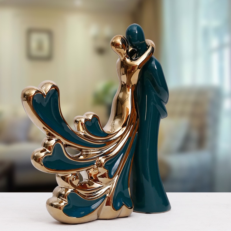 [HHT] nordisch keramik paar Skulptur Liebe Kuss paar Statue Hause dekoration schlafzimmer wein schrank hoch-Ende-hochzeit