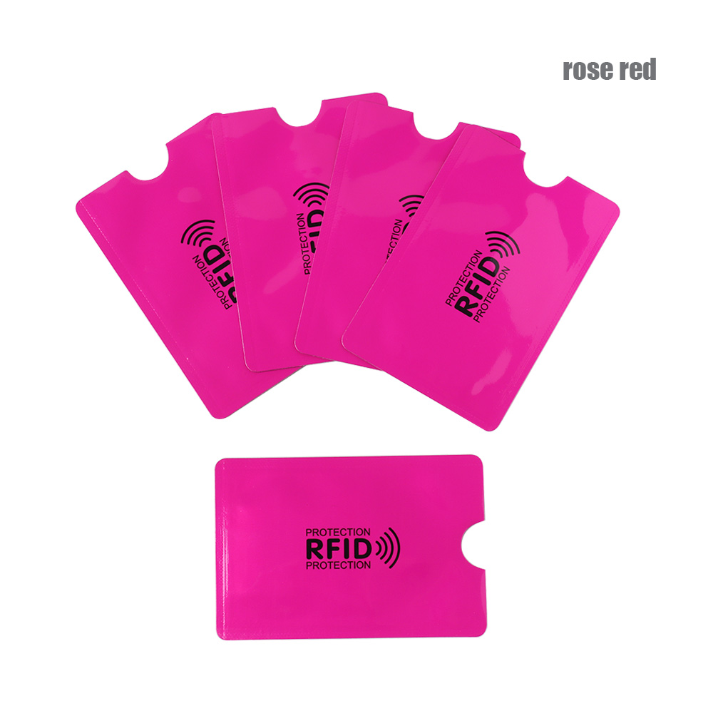 10PC Anti Rfid Blocking Reader Lock Card Holder Id Bank Card Case Protection Aluminium Metal Smart Anti-theft Credit Card Holder: Rose red