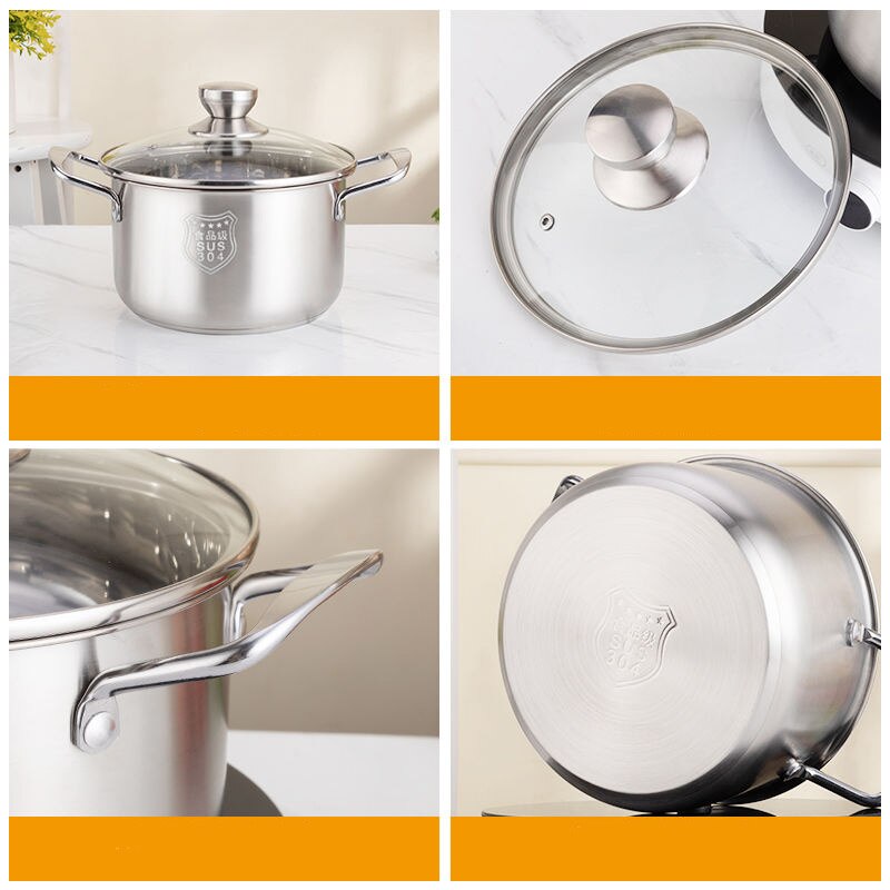 Panela de sopa de aço inoxidável panela de sopa pequena panela de leite fogão a gás fogão de indução universal panela de aço inoxidável panela instantânea wok