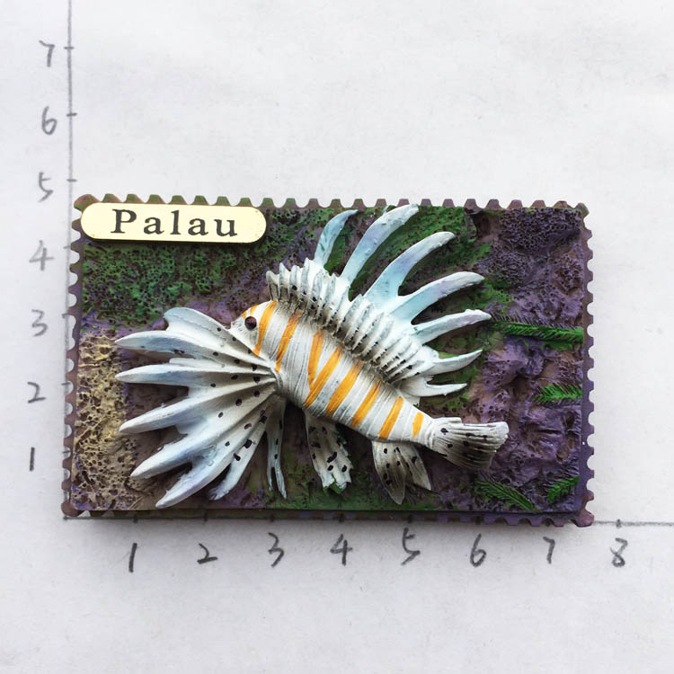 Palau Fridge Magnets Tourist Souvenirs 3D Stereo Tropical Lionfish Sea Turtle Magnetic Refrigerator Stickers Decoration: Lionfish