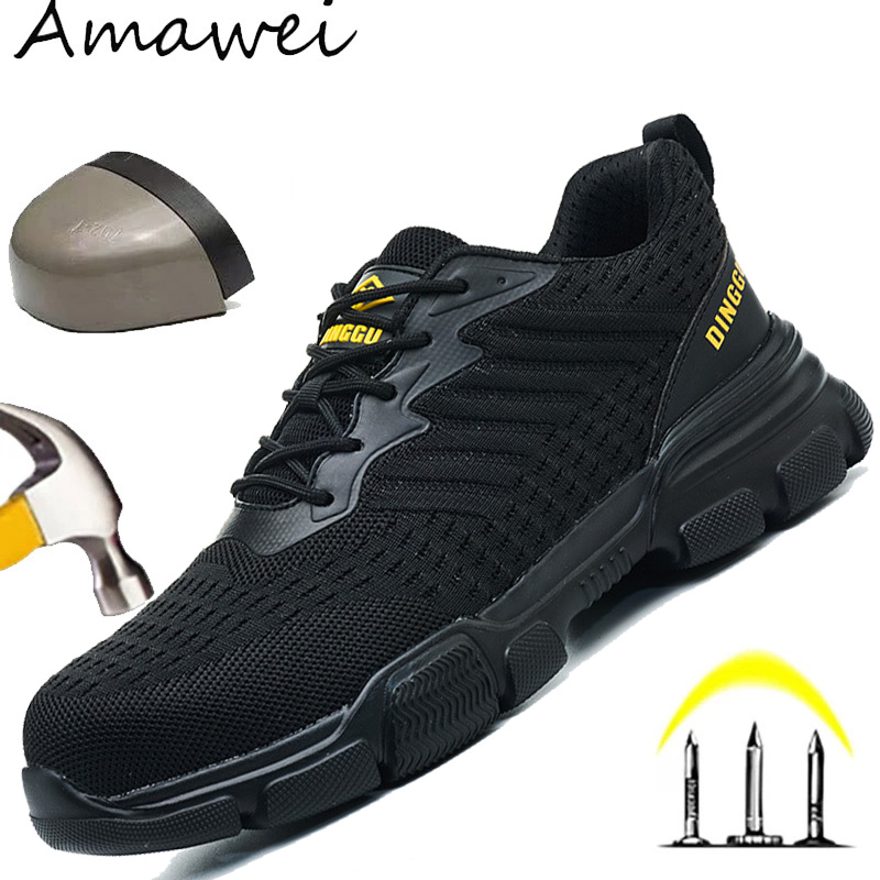 Summer Work Shoes Mens Steel Toe Anti-Smash/Anti-P... – Grandado