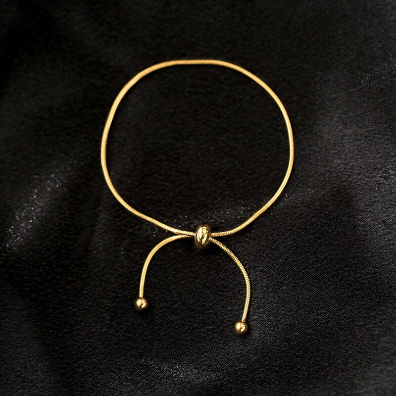 YUN RUO Yellow Gold Color Adjustable Snake Chain Anklet Woman 316 Titanium Steel Jewelry Never Fade hypoallergenic