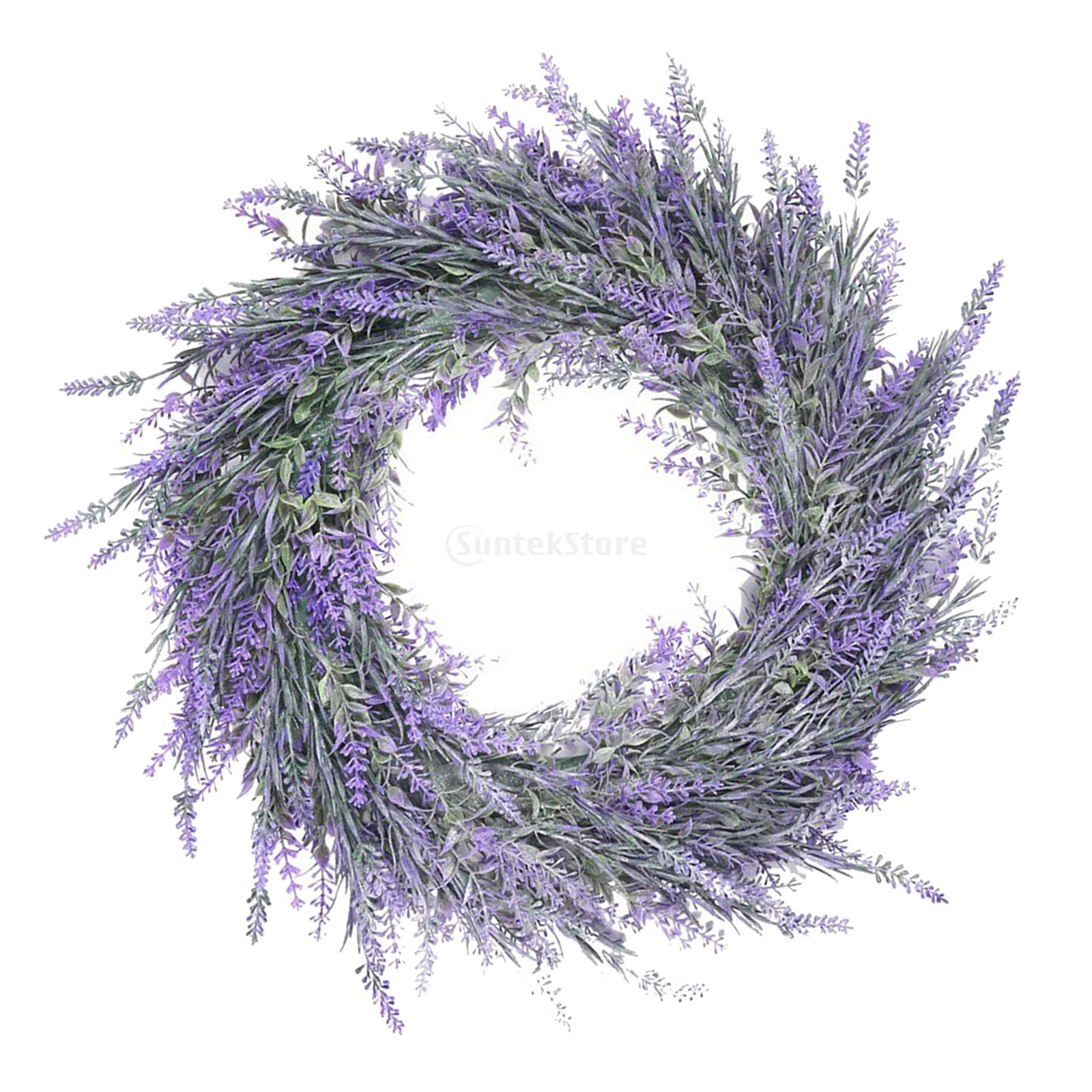 Large Lavender Wreath Base Wreath Flower Farmhouse Garland Wreath Front Door Wall Hanging for Wedding Wreath Home Decor: 45cm Single
