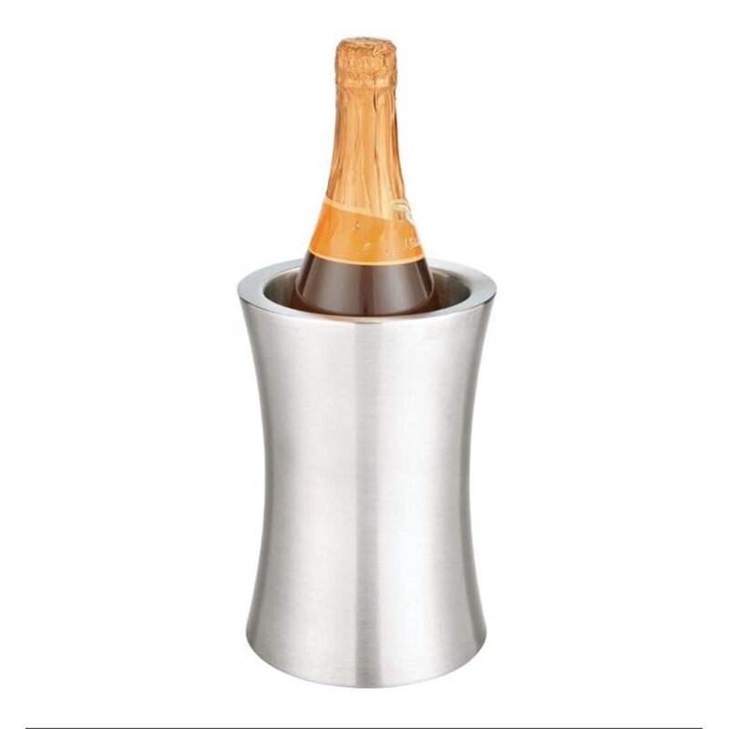 Stainless Steel Double Wall Wine Cooler Bucket, Keeps Cold for Hours Wine Cooler Chiller Champagne Beer Ice Bucket