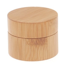 Natural Bamboo Refillable Bottle Cosmetics Jar Box Makeup Cream Storage Pot Container Portable Round Bottle