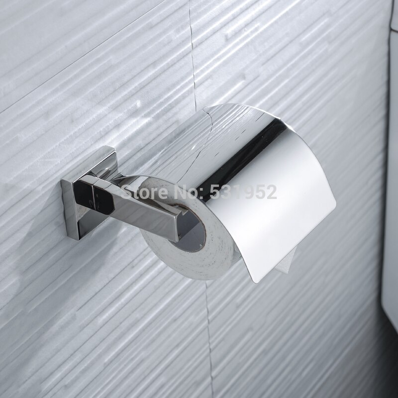 Toilet Paper Holder with Cover Wall Mount Paper Roll Holder SUS304 Stainless Steel Paper Roll Hanger Bathroom Paper Dispenser
