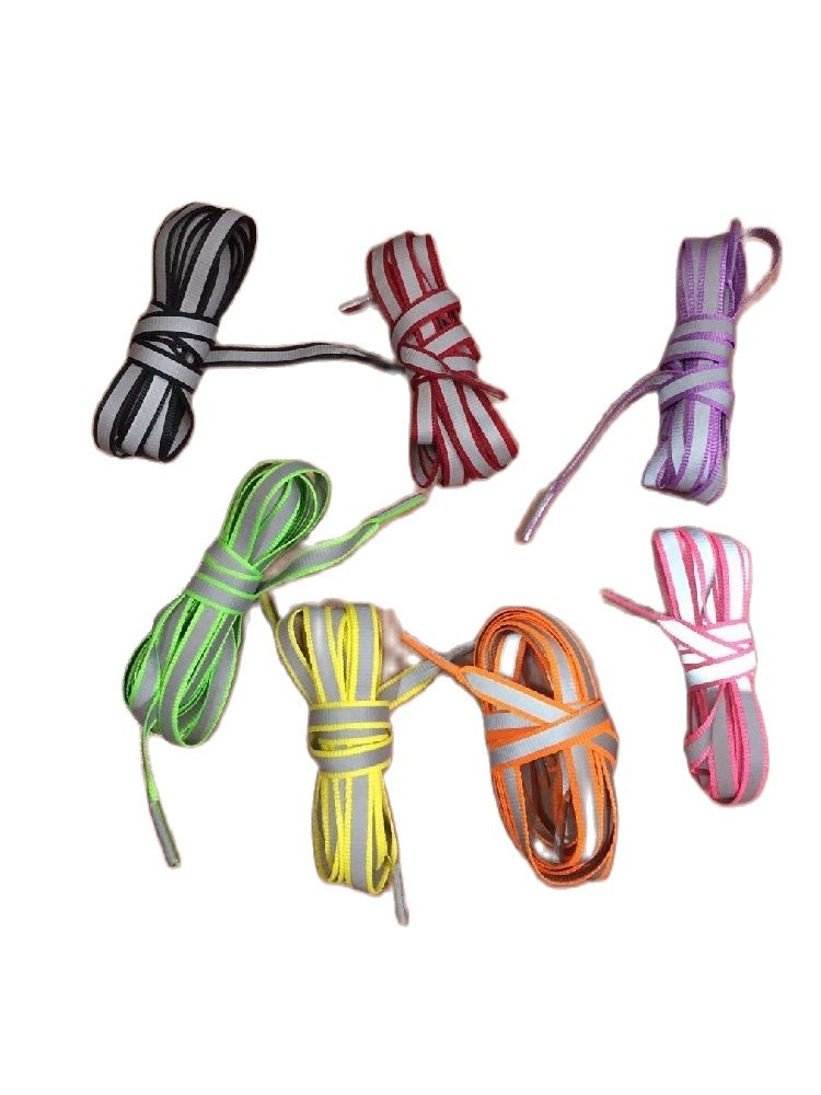 Cordones laterales reflectantes dobles de alta visibilidad multicolores de 1,2 metros de largo de seguridad nocturna reflectante de