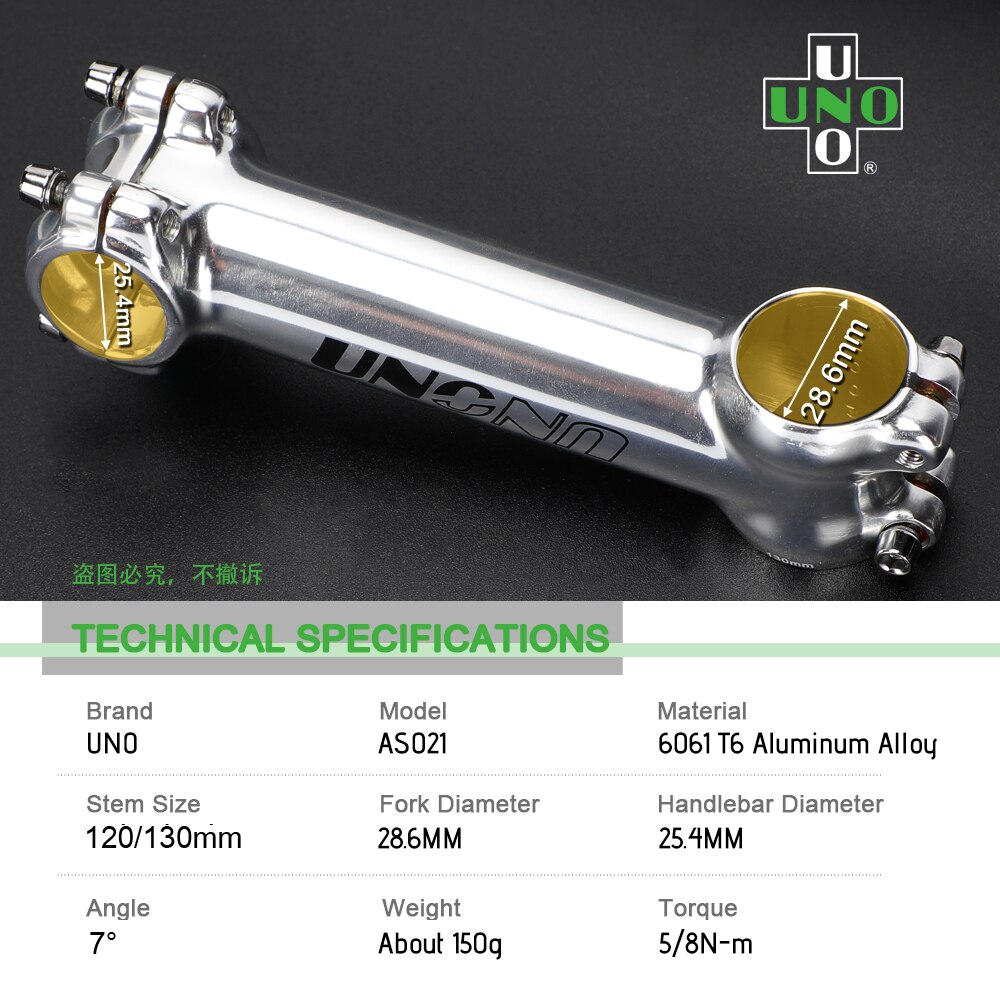 UNO długa łodyga pion Droga rower wspornik kierownicy rowerowej 120/130mm srebrny 25.4 macierzystych 7 stopni MTB moc części robić roweru górskiego
