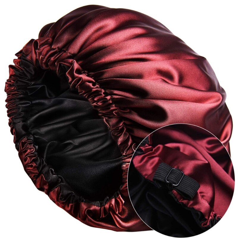 Satin Bonnet Sleep Cap Extra Large Double Layer Reversible Adjustable Night Sleeping Turban Hat Hair Wrap Head Cover: D