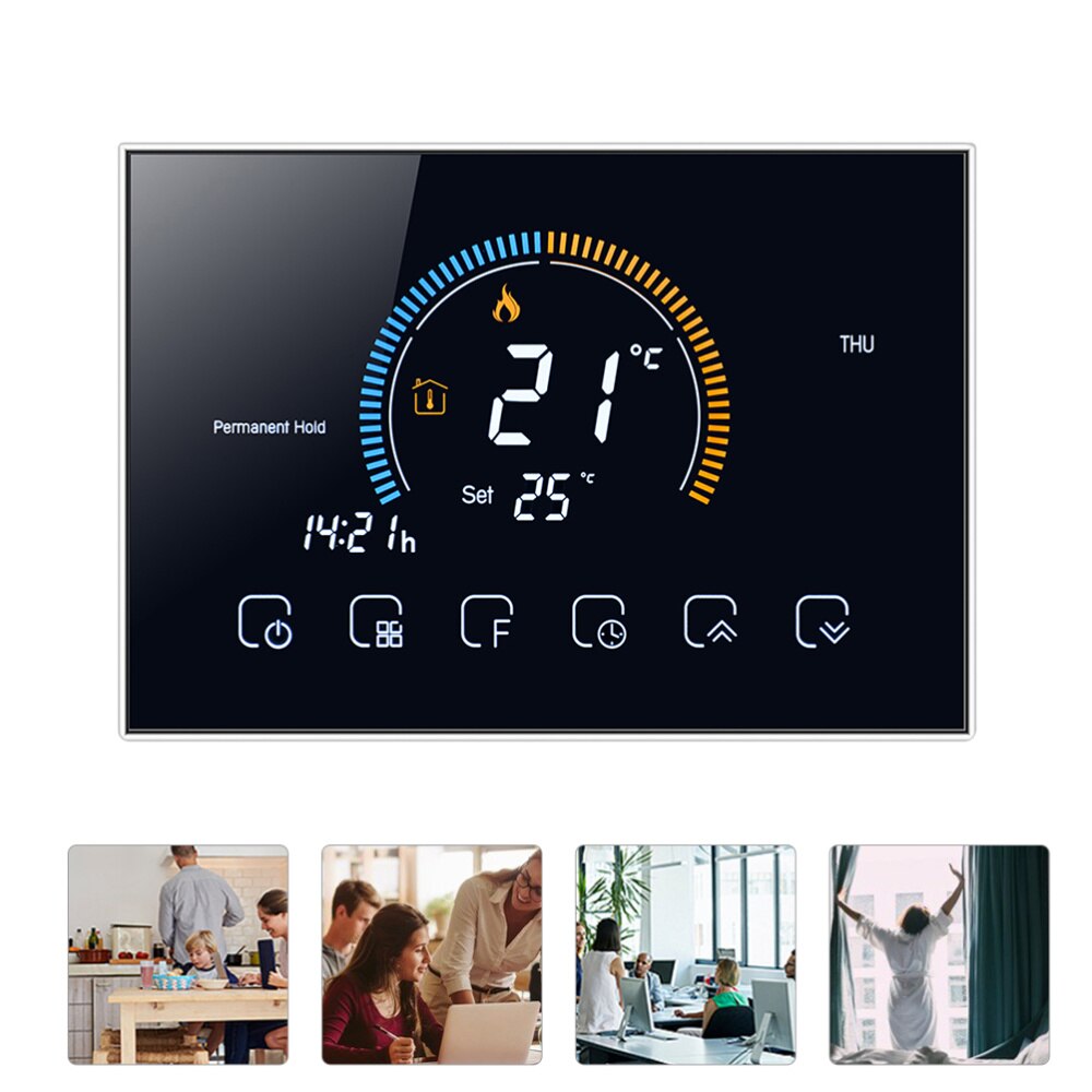 Termostato Digital inteligente para calefacción de suelo, controlador de temperatura inteligente con aplicación, Bht-8000, 1 Juego: Black