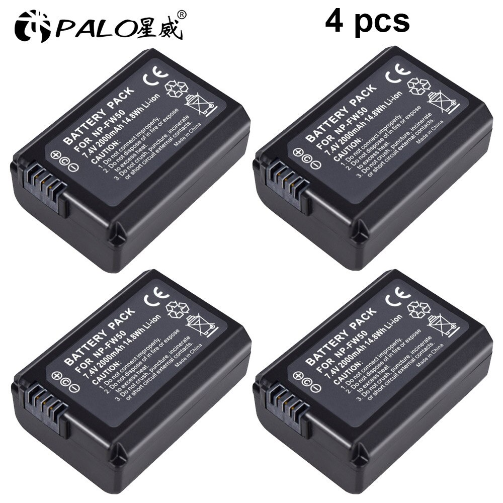 Palo NP-FW50 Np FW50 NPFW50 FW50 Batterij Voor Sony Alpha A6500 A6300 A6000 A5000 A3000 NEX-3 A7R A7 A7R Ii NEX-3N NEX-5 A7S NEX-7: 4pcs battery