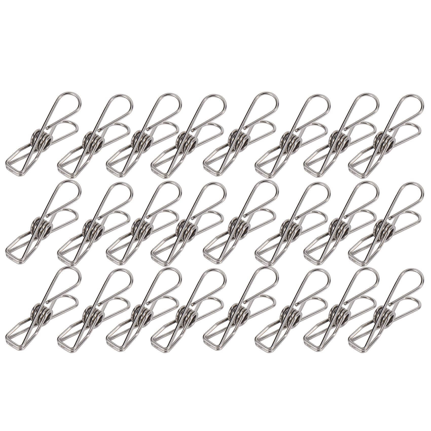 24 Pcs Stainless Steel Wire Clip, Multi-Function Clip, Utility Clip Pins Hanging Clip Office Fastener, Metal Wire Clip for Cl
