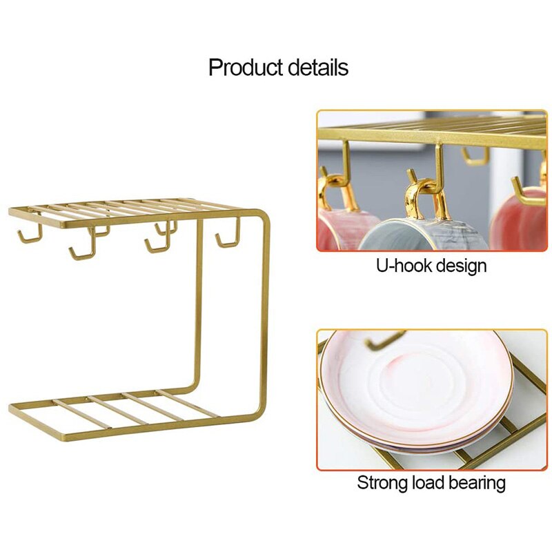 6 kroge metal kaffekrus kopholder stativ kaffekop, opbevaringsstativ, tørre display stativ glod cnim
