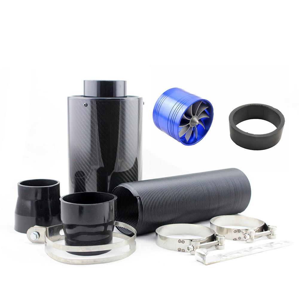 Universal Car Carbon Fibre Cold Air Filter Feed Enclosed Intake Induction Pipes Cold High Flow Ducting Intake Admission: 3