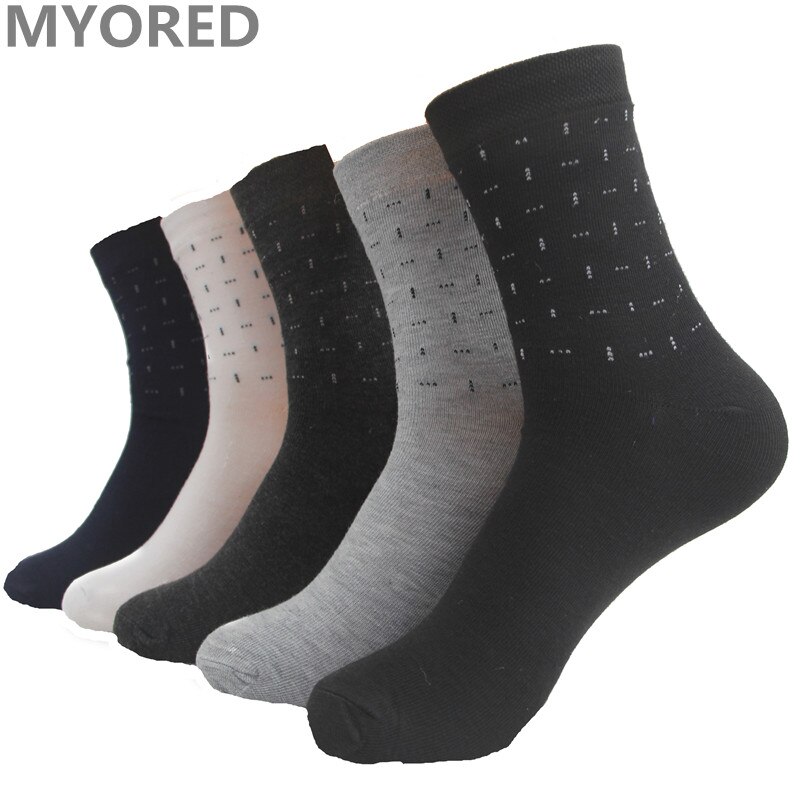 MYORED summer combed cotton breathable short business socks men dot diamond line solid color socken formal dress NO Box 5pair