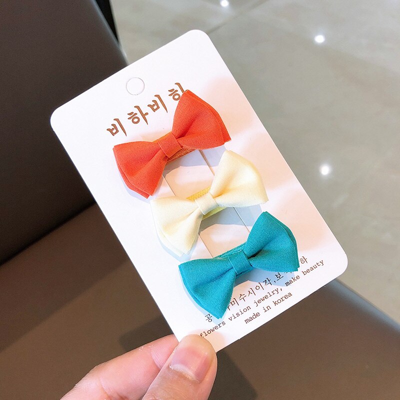 3 stk/parti pige farverig sløjfe hårnåle piger dejlige hårspænder hårbånd reb hovedbeklædning korea hår tilbehør hårgreb: 3