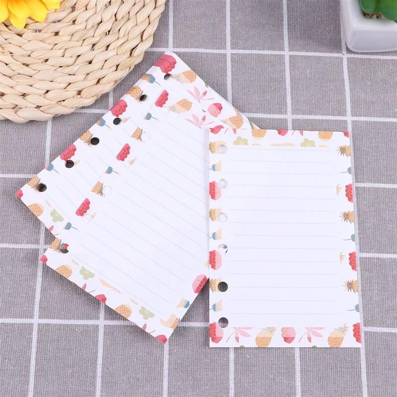 40 feuilles colorées A7 taille 6 trous bande dessinée papier Bouquet lignes horizontales remplissage papier recharges pour spirale cahier planificateur bloc-notes