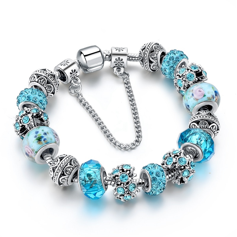 Yada Ins Trendy Blauwe Bloem Bead Armbanden En Armbanden Voor Vrouwen Bloem Pulseira Feminina Charm Crystal Sieraden Armband BT200331