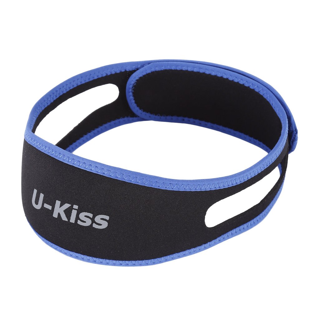 U-Kiss Anti Snoring Snore Stopper Chin Jaw Strap Supporter Sleep Improving Belt Brace Adjustable Black & Blue Soft Material: Normal version