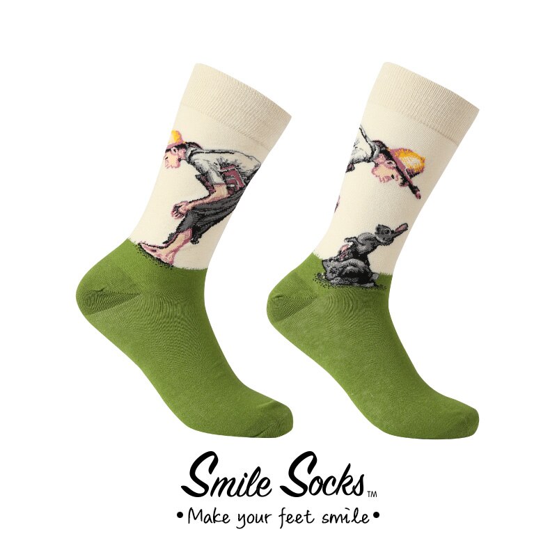 Hommes coton rétro abstrait peinture à l'huile Art chaussettes crier moderne Van Gogh nuit étoilée heureux peinture à l'huile planche à roulettes chaussette: emerald green