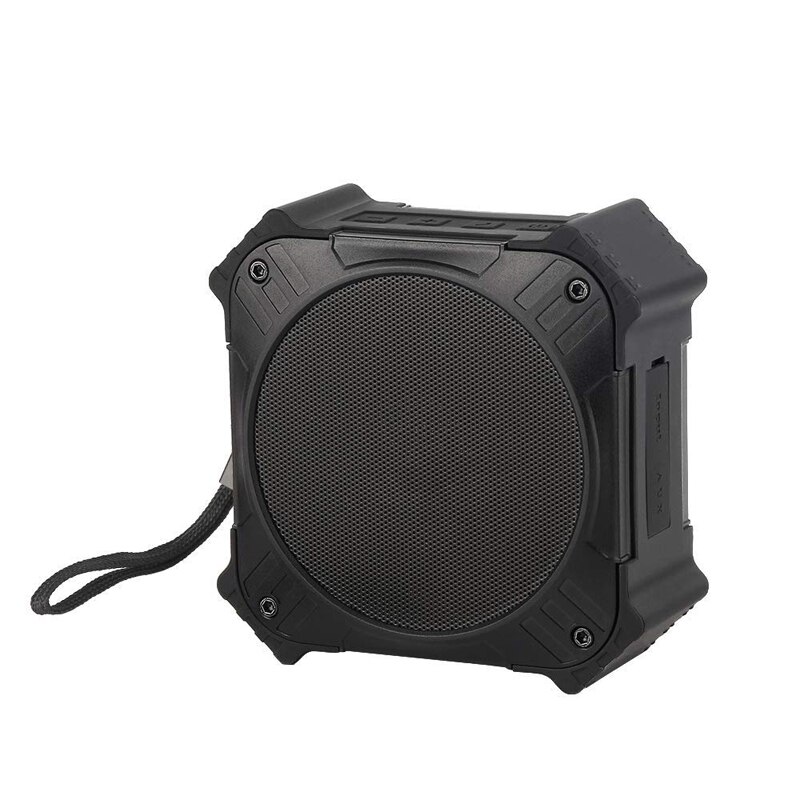 Zonne-energie Bluetooth-Compatibel Speaker Draagbare IP66 Waterdichte Draadloze Luidsprekers Stereo Sound Deep Bass Mic Aux Universele: Black