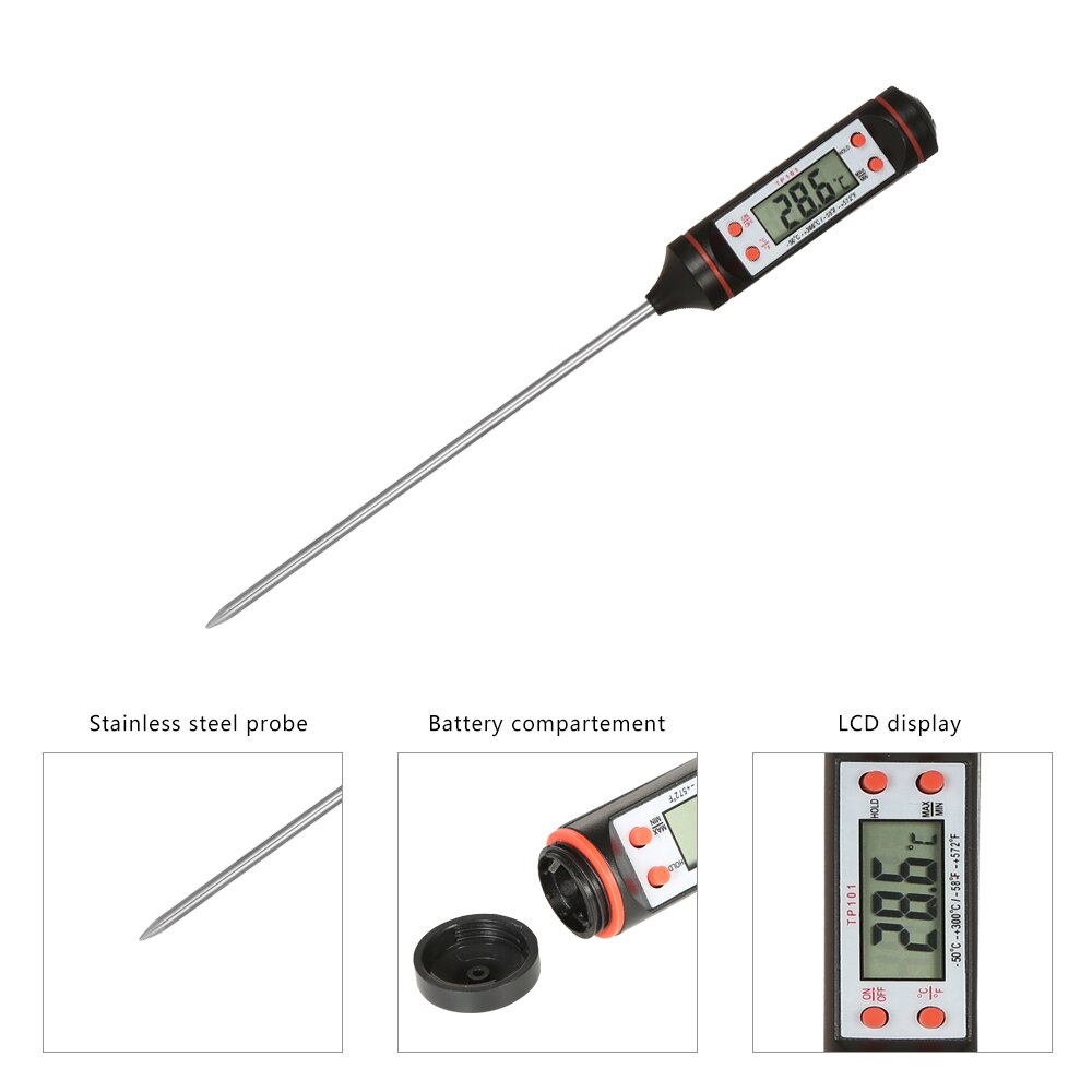 Digital Electronic Probe Cooking Food Water Oil Temperature Sensor LCD Display For Kitchen Fever Measurement Oral Underarm Use