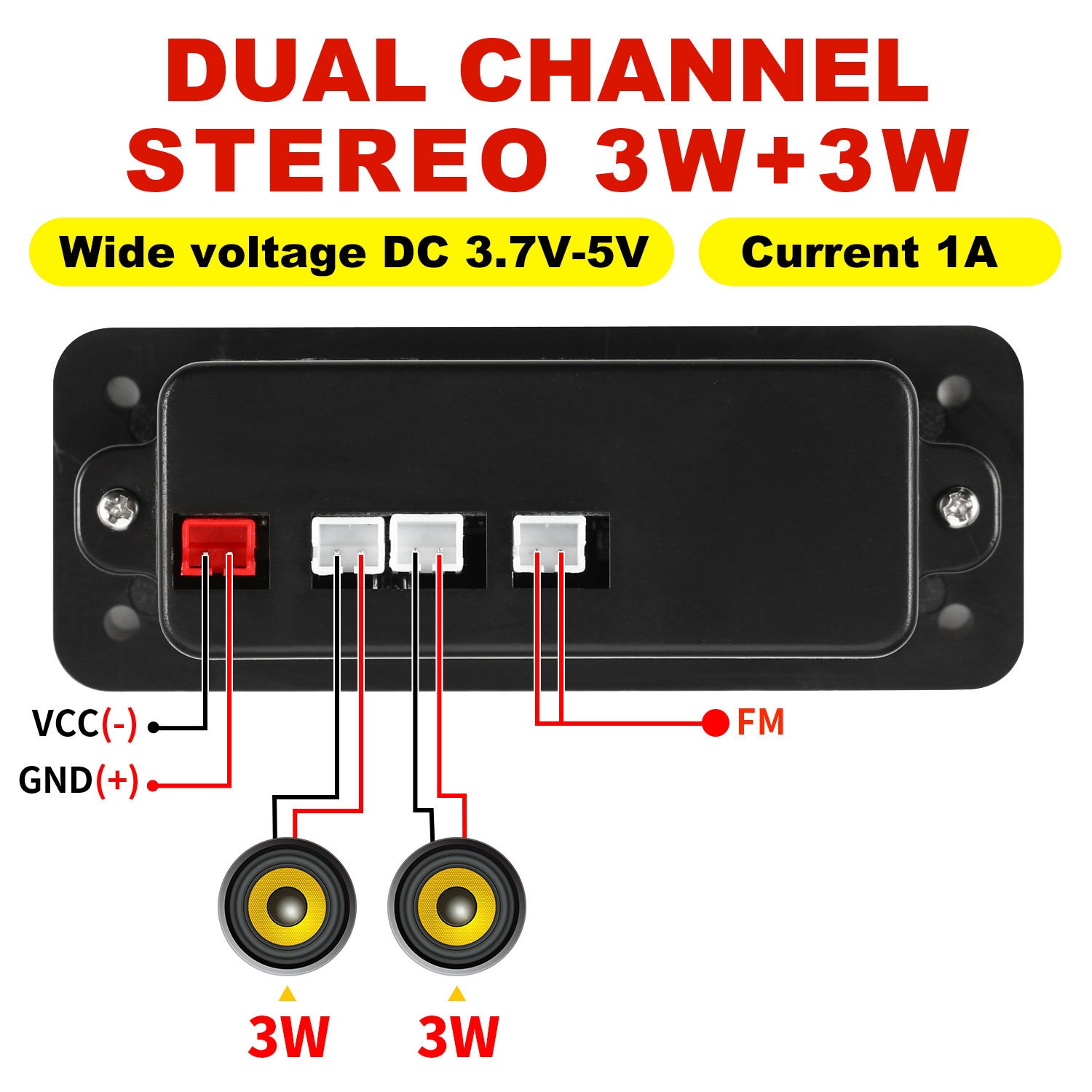 2*3W 6W Wzmacniacz 5V Dekoder MP3 Bluetooth 5.0 Stereo Audio DIY Samochodowy odtwarzacz MP3 Radio FM TF USB 3.5mm Gniazdo mikrofonu Nagrywanie rozmów