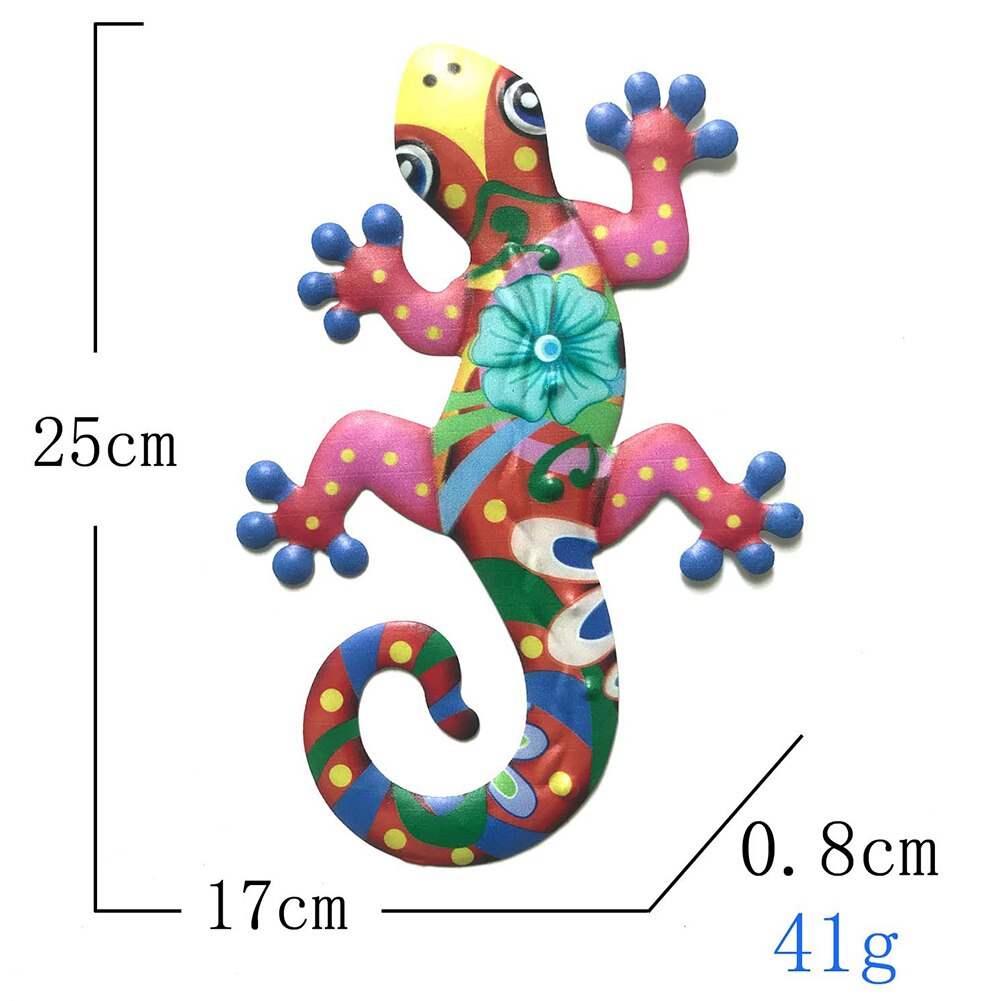 Gecko – décoration d&#39;extérieur en fer, Sculpture de lézard en métal suspendu pour Patio, décorations d&#39;extérieur en métal pour clôture murale de Patio: B