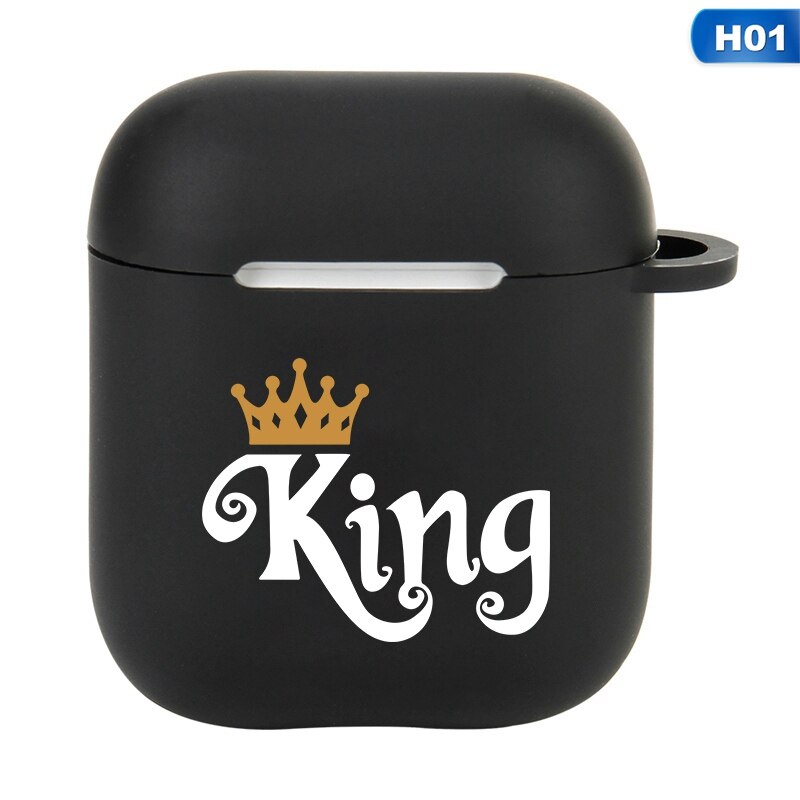 Koningin Koning Siliconen Beschermhoes Voor Airpods Silicone Case Protector Voor Airpods Bluetooth Draadloze Oortelefoon Gevallen: H01