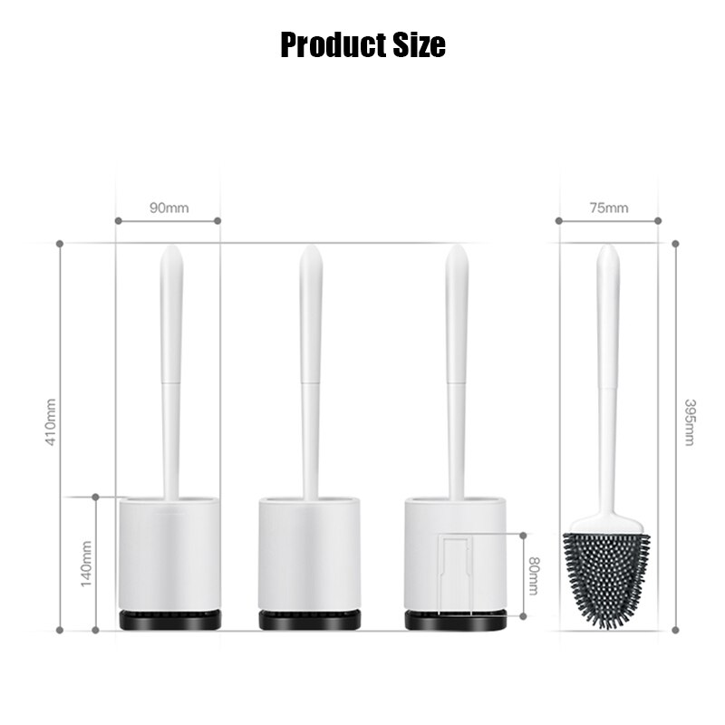 Wall-mounted Toilet Brush Rubber Head Holder Bristle Cleaning Brush WC Bathroom Accessories Home Stuff For Toilet Silicone