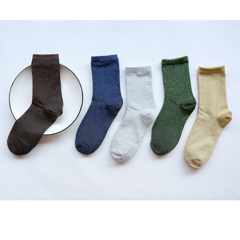 Chic frauen Neuheit Glitter Socken Gold Splitter Glänzenden Ankle Socken Casual Damen Helle Retro Sox Haufen Socke Weibliche Meias sokken