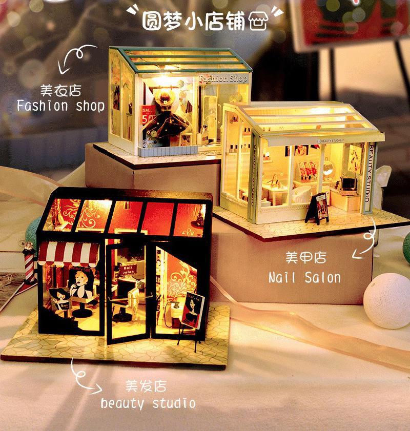 Diy Doll House Street Trend Shop Series Nail Shop Hair Salon Beauty Shop Boys And Girls Birthday Valentine&#39;s Day