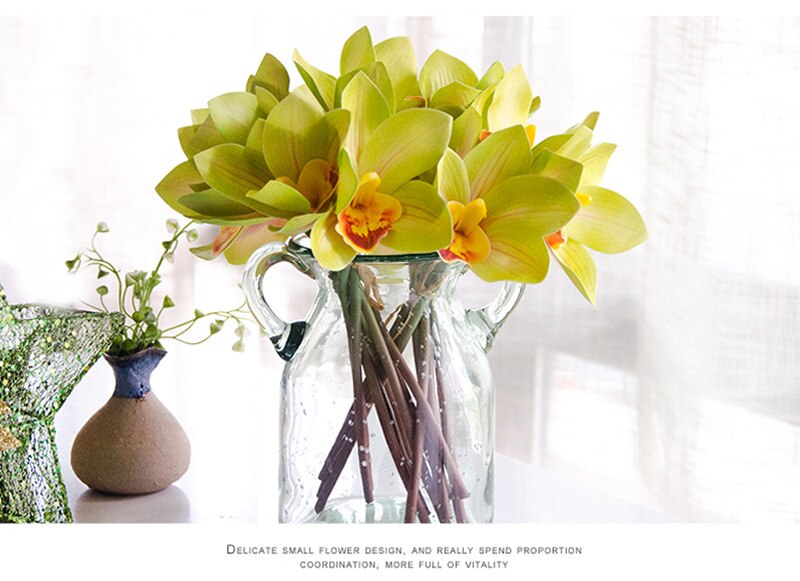 Pu kunstig orkidé magnolia cymbidium dekorative blomster hjem dekor bryllupsdekorasjon