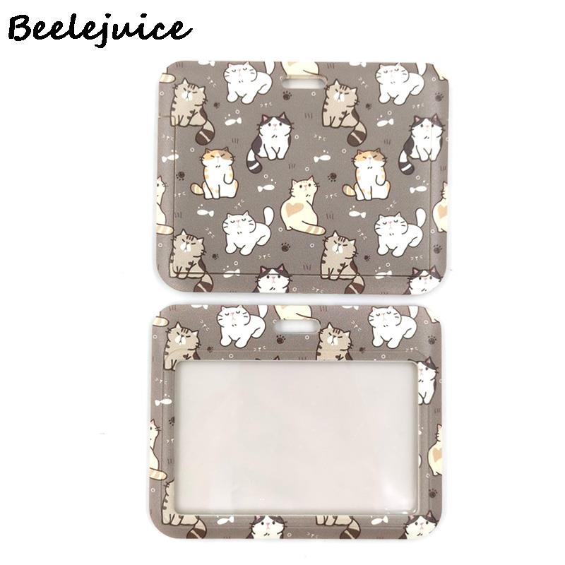 Grey Lovely Cute Cats Cute Card Cover Clip Lanyard Retractable Student Nurse Badge Clip Cartoon ID Card Badge Holder accessories: 5