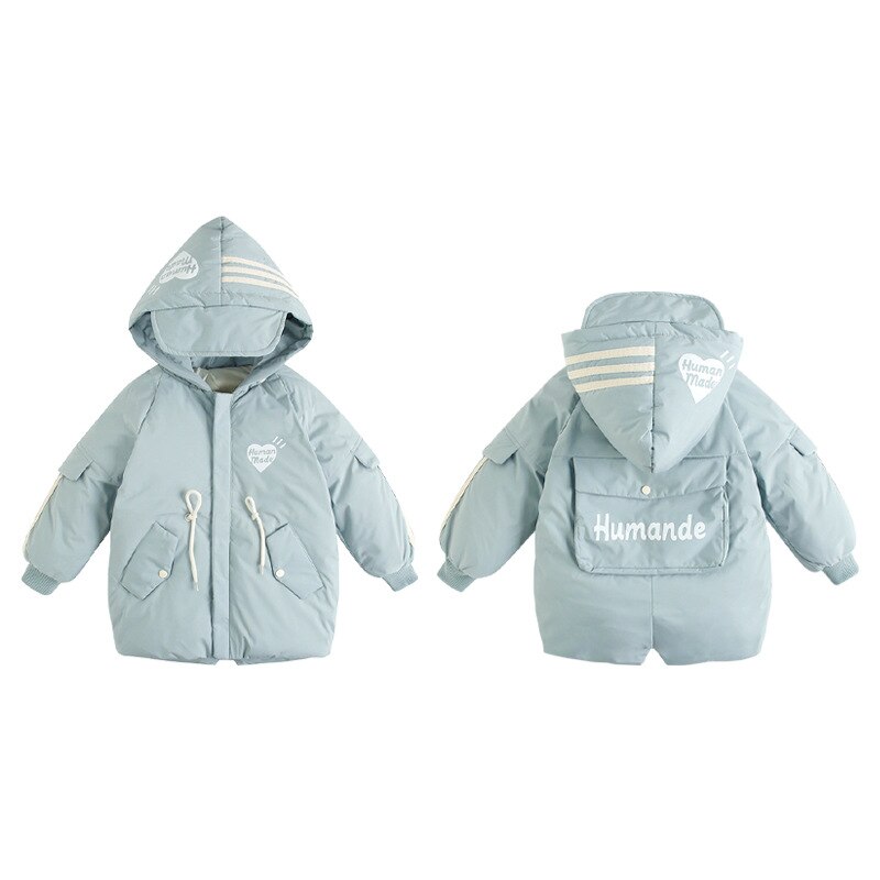 Chaqueta acolchada de plumón con dibujos animados para niño y niña, conjuntos sólidos cortos para bebé, ropa para niño niña: Beige / 2T  100cm