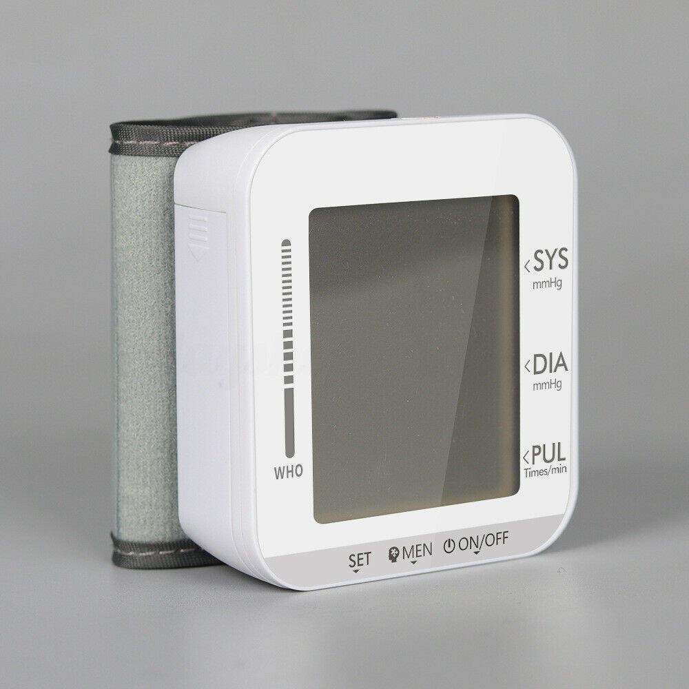 Sndway automatisk digitalt håndleds blodtryksmåler engelsk elektrisk tonometer blodtryksmåler pr oximeter ældre sund pleje: Hvid