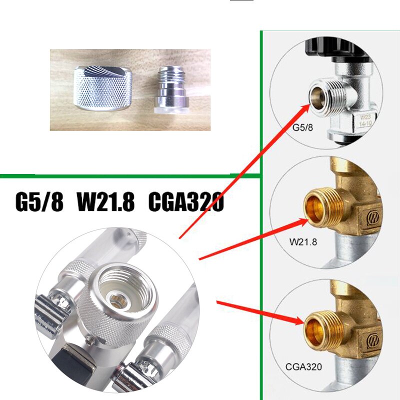ZRDR Aquarium CO2 Regulator Nut Connector, W21.8 G5/8 CGA320 M22 Nut Connector, Fish Tank CO2 Fitting Sealing Ring