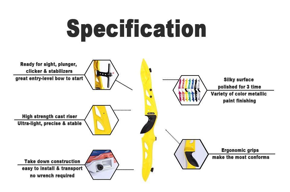 23 Inches Sanlida Beginner Recurve Bow Riser Magnesium Left/right Hand for Archery Practice Outdoor Sport