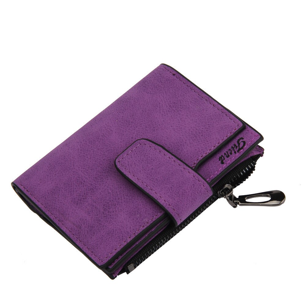 Women men Mini Grind magic Bifold PU Leather Wallet Card Holder Wallet Purse purple Grey Solid color Portable key Wallets