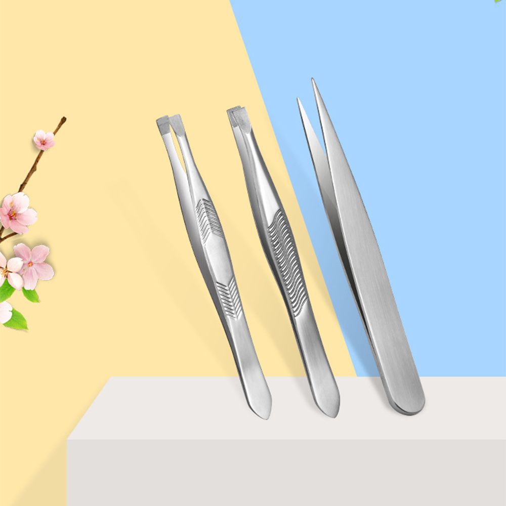 Polished Slant/Tip/Flat Multipurpose Ingrown Hair Removal Eyebrow Tweezers Beards Tool Plucking Eyebrows