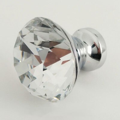 1pcs Crystal glass dril Kitchen Drawer Cabinet Door Handle Furniture Knobs Hardware Cupboard Antique Brass Shell Pull Handles: transparent   30mm