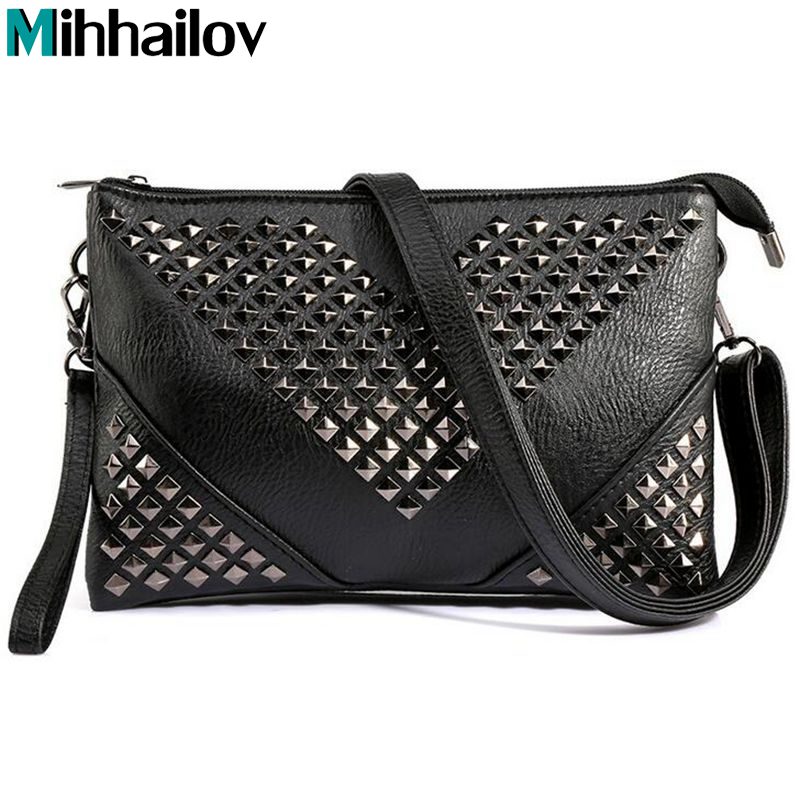 Alta qualidade bolsas de couro das mulheres rebite parafuso prisioneiro crossbody sacos do sexo feminino mensageiro bolsas e bolsas bolsa de ombro XS-77