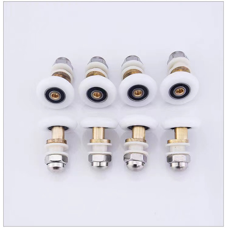 8 STKS Wielen Kit Voor Douchecabine Deuren Wiel 23 25 27mm Top Bottom Dubbel Met Knop Mount voor Glas: Blauw / 27Mm
