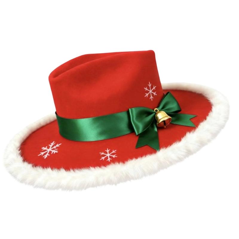 31BB Christmas Top Hat with Furry Brims Cap Year Party Cosplay Accessories: Default Title